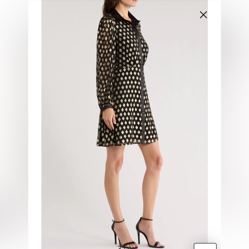 Halogen Foil Dot Empire Waist Shirtdress *GREAT USED CONDITION* - Picture 3 of 13
